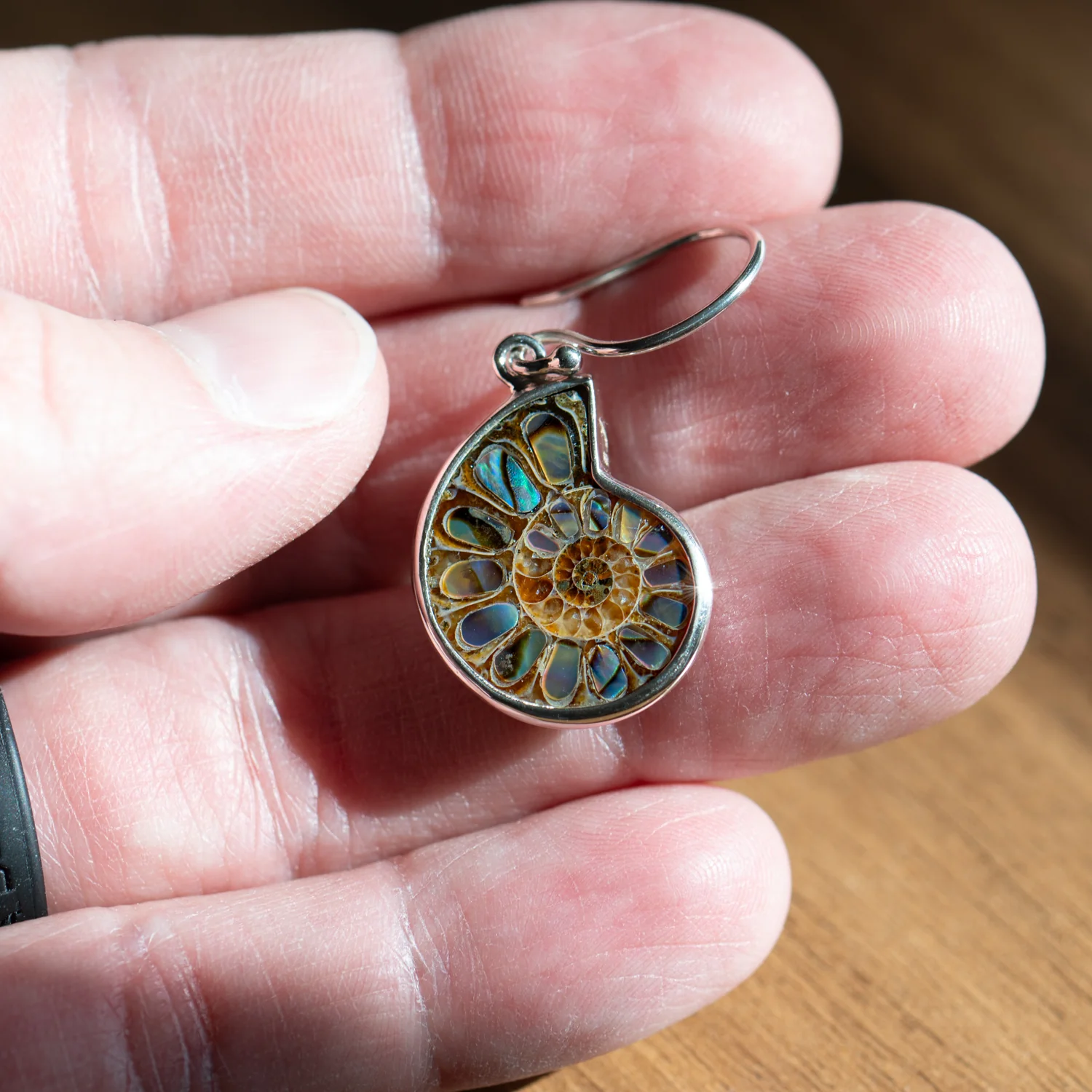 Ammonite & Abalone Earrings - Image 2