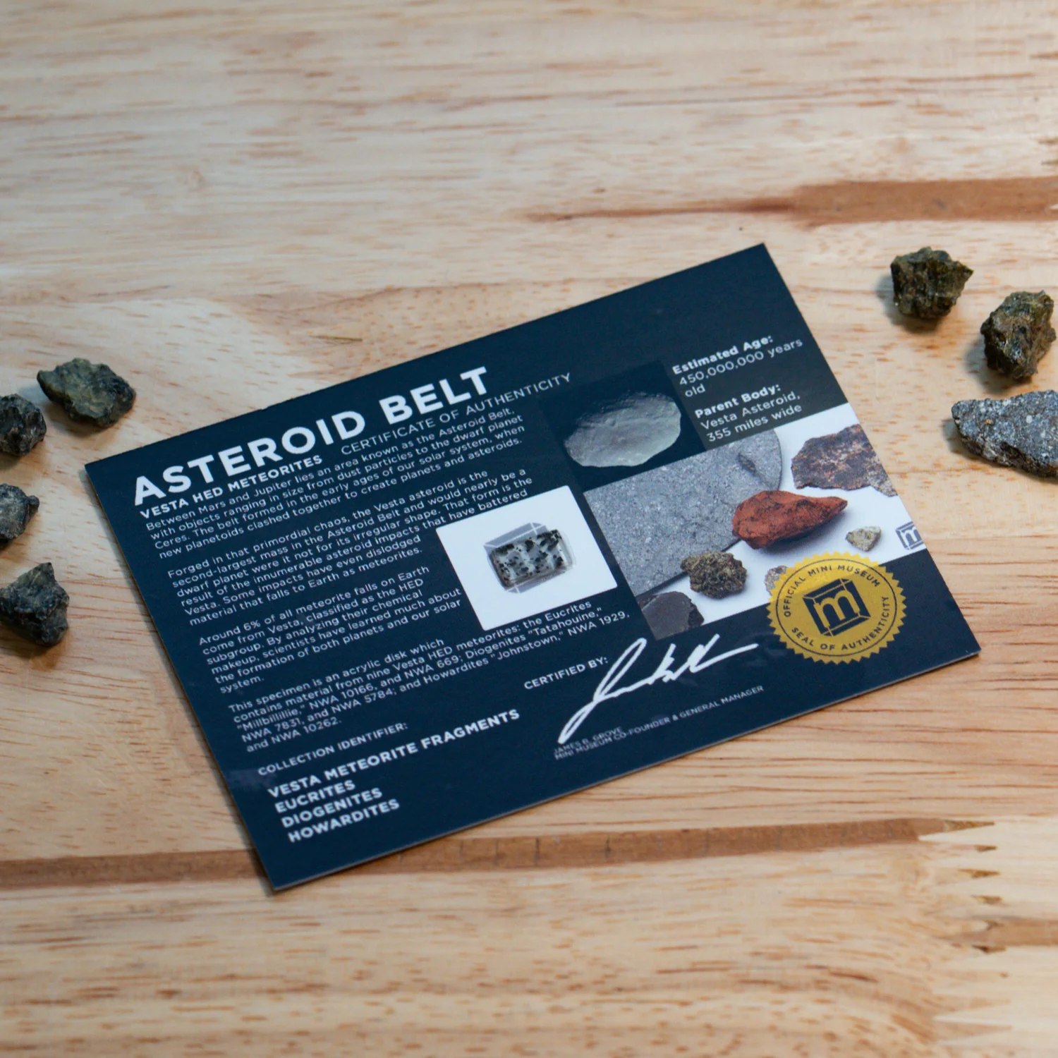 Asteroid Belt HED Meteorite Fragments - Display Card - Image 2