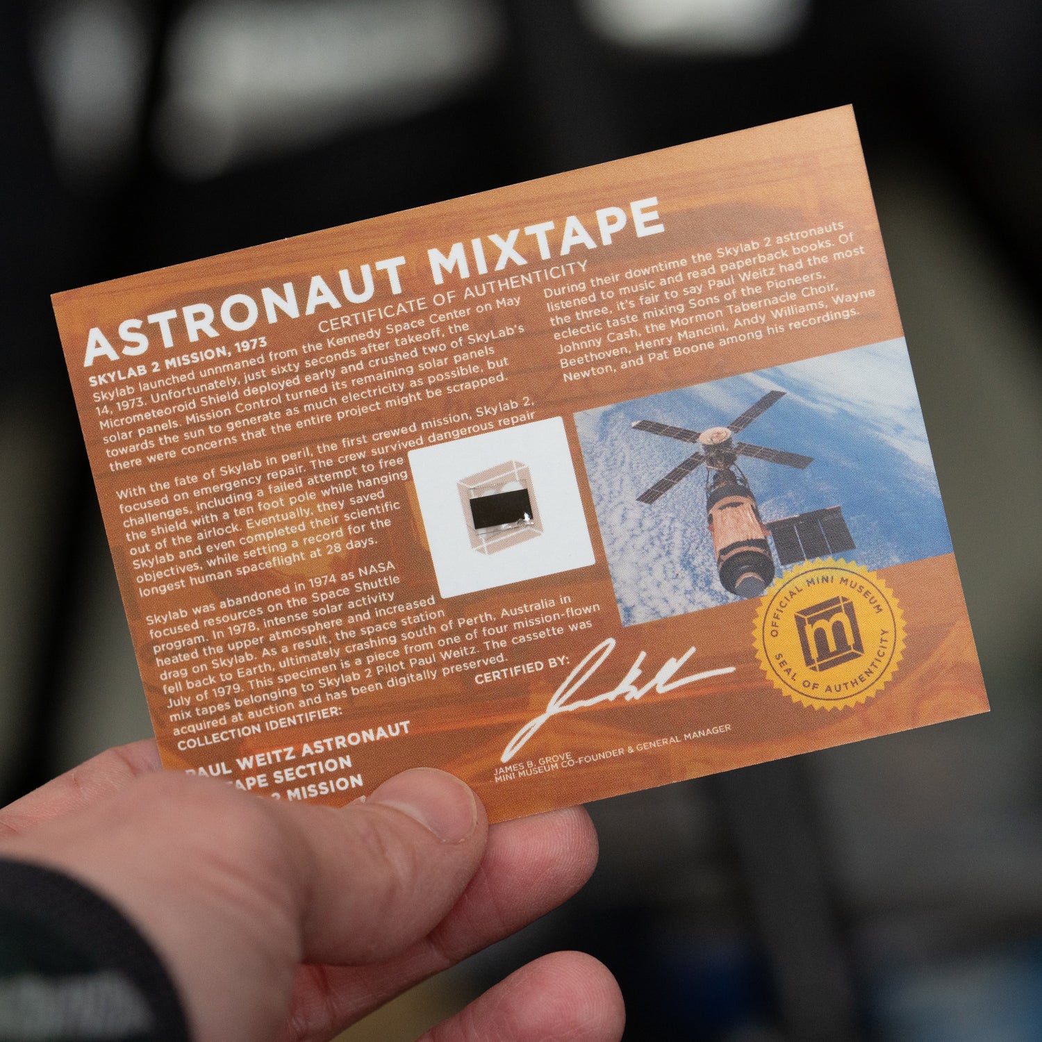 Astronaut Mixtape - Skylab Mission-Flown Cassette Tape - Display Card - Image 2