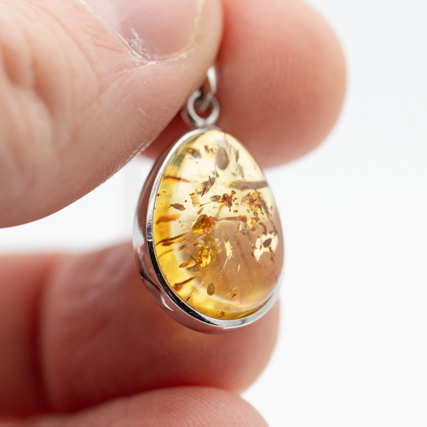 Baltic Amber Necklace - Silver Setting - J - Image 2