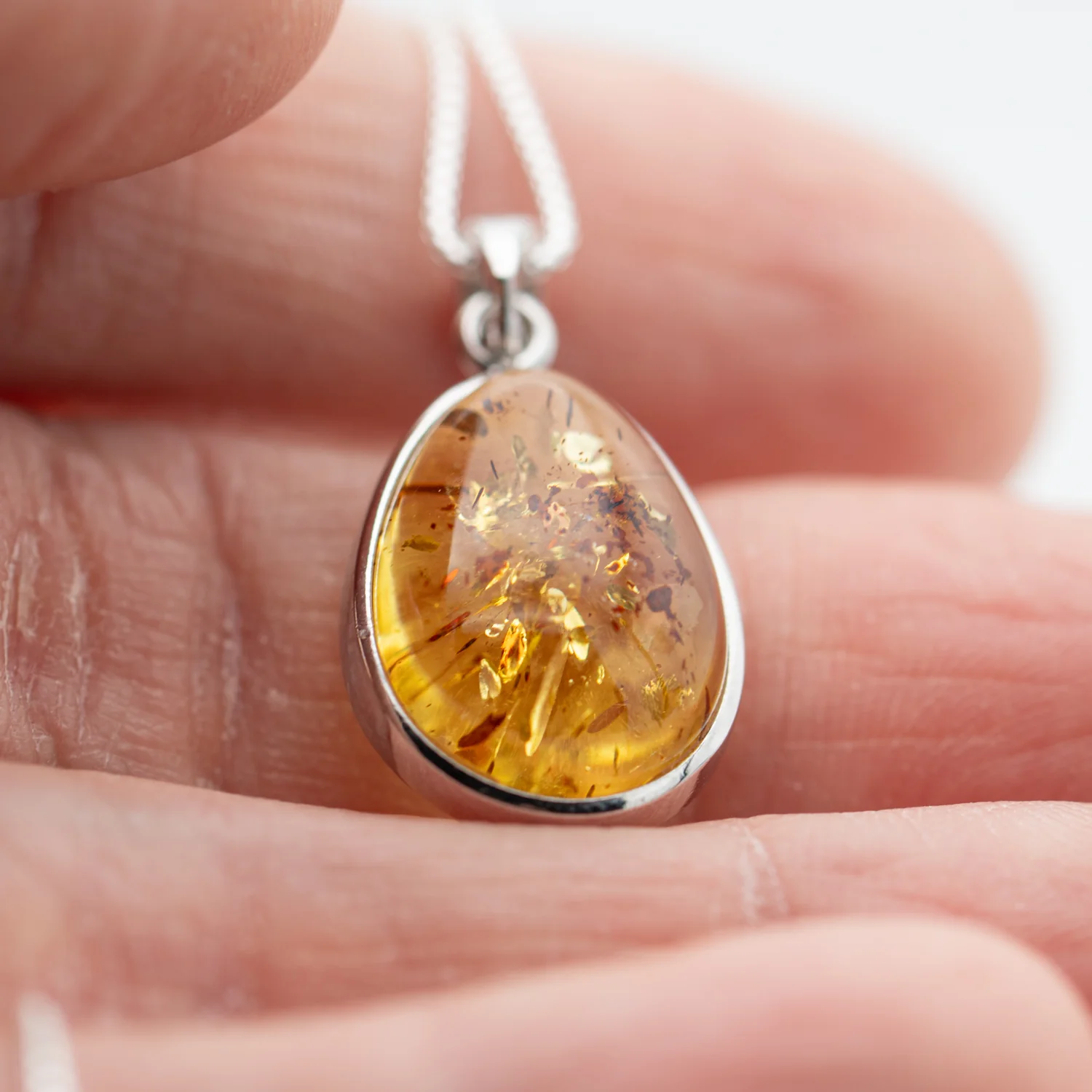 Baltic Amber Necklace - Silver Setting - J - Image 3