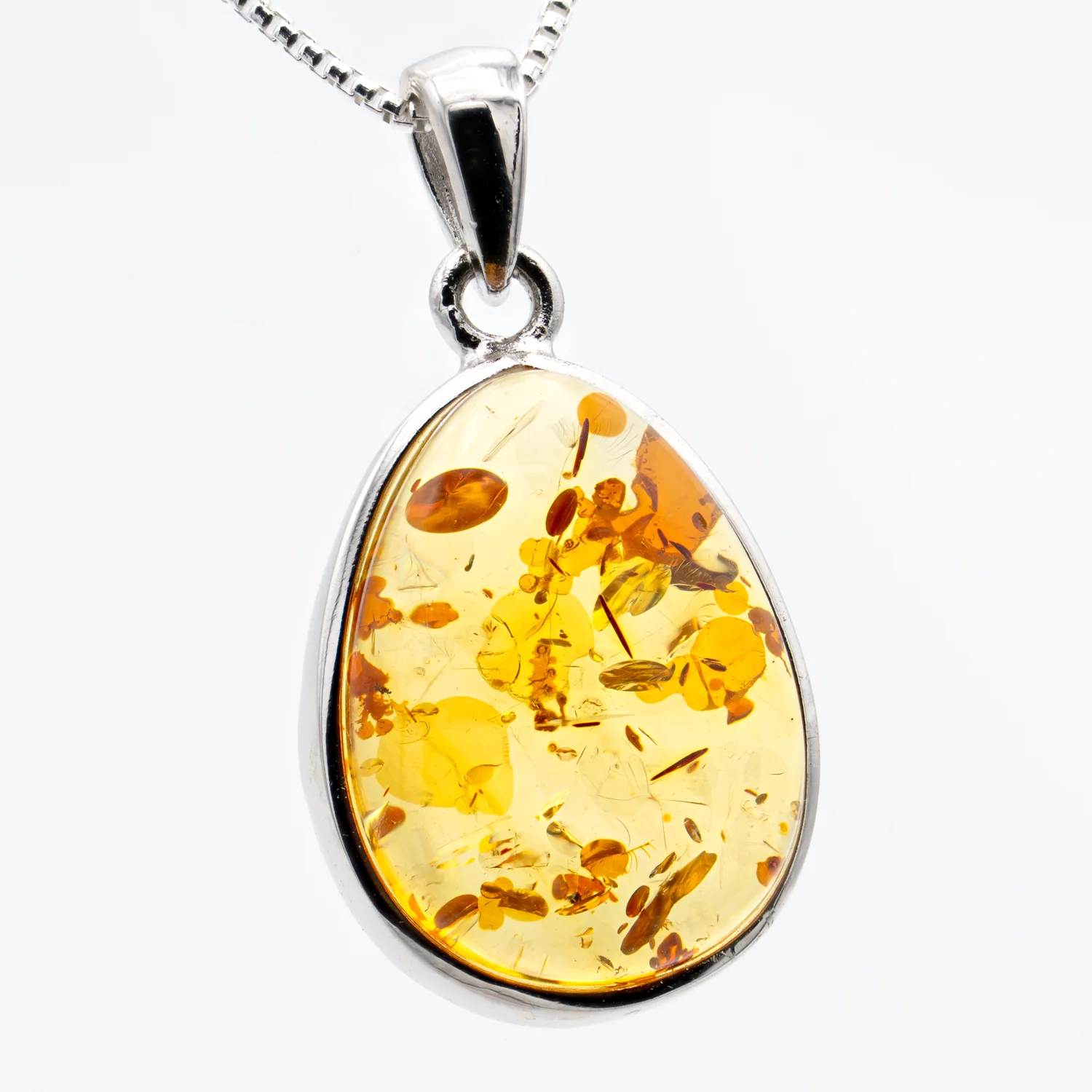 Baltic Amber Necklace - Silver Setting - M