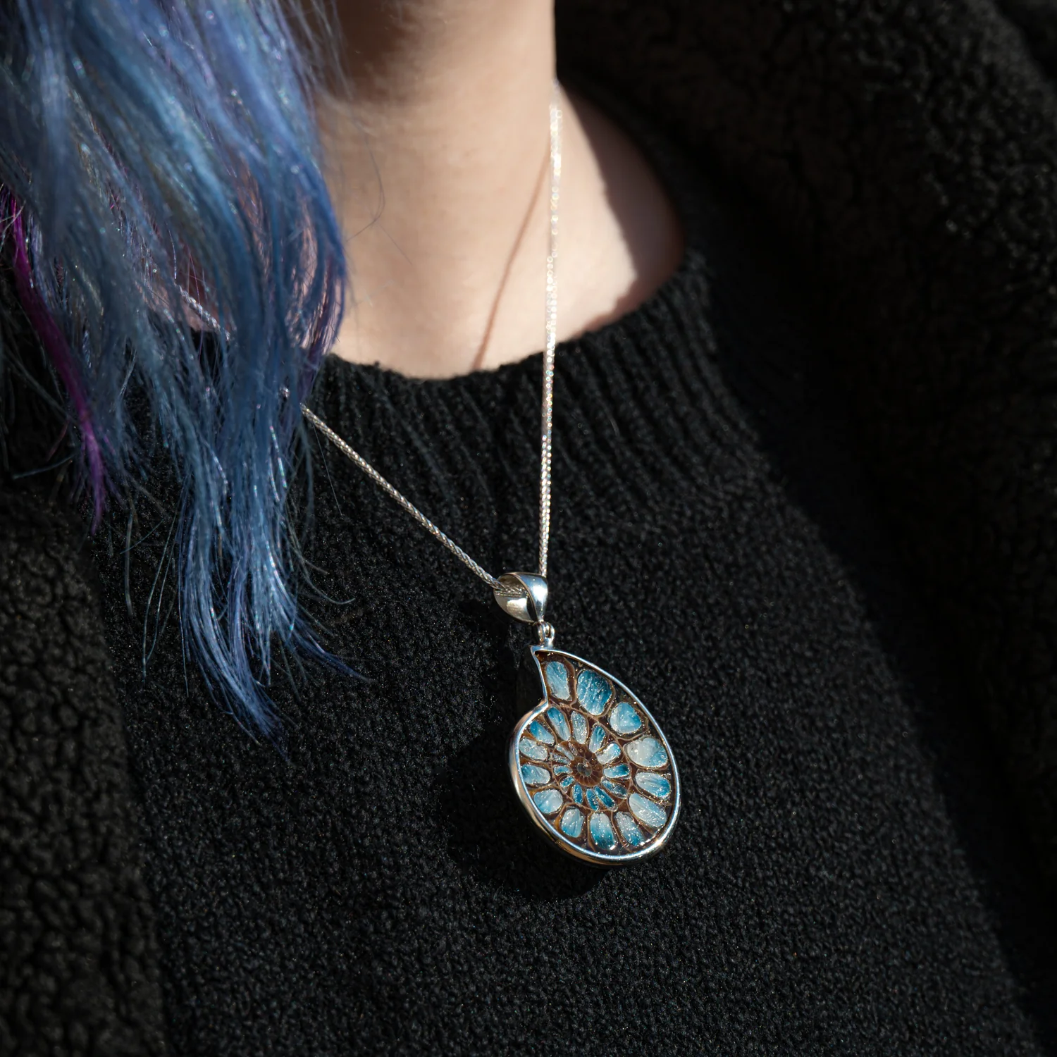 Blue Ice Ammonite Necklace - Image 10