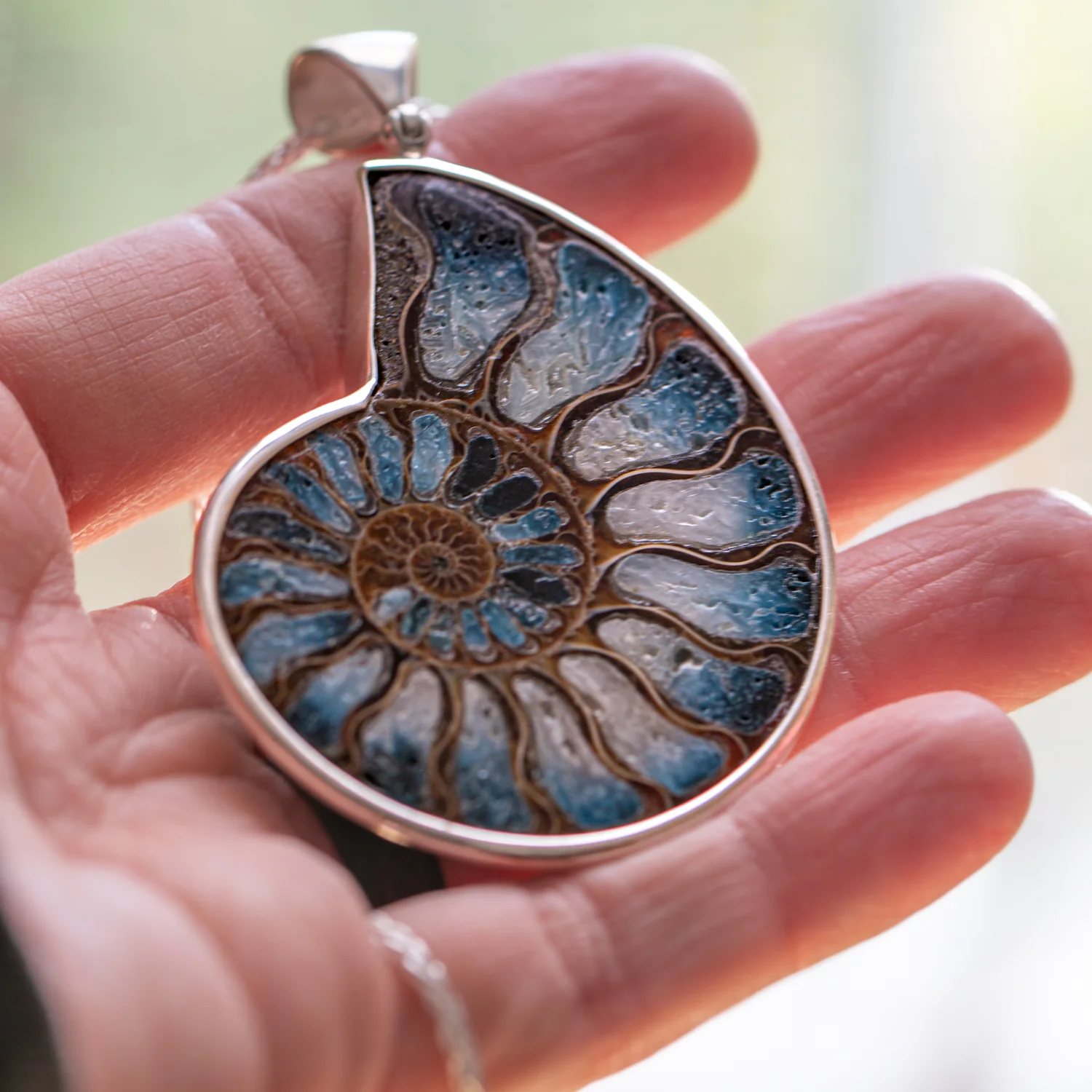 Blue Ice Ammonite Necklace - Image 6