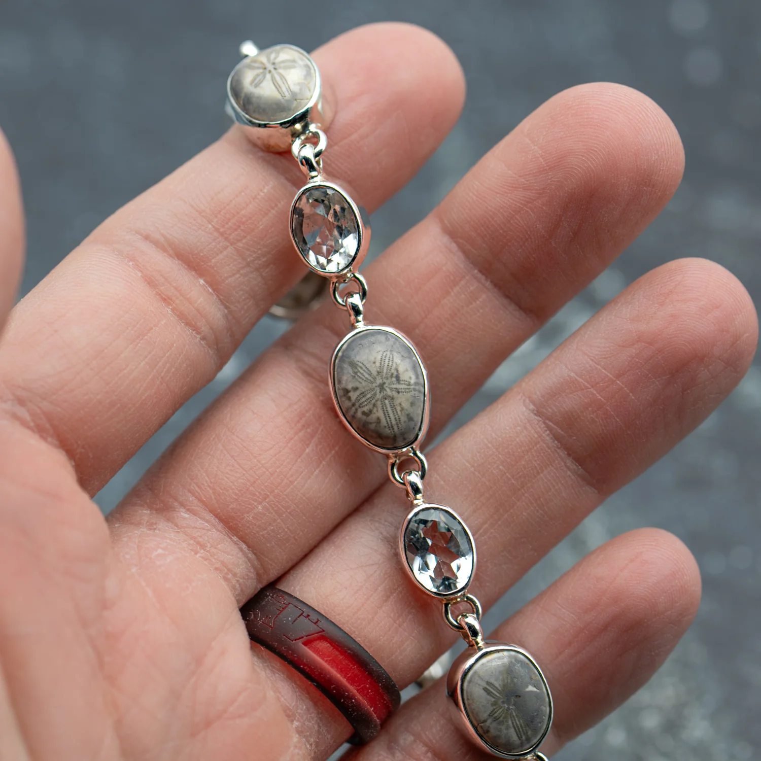Cretaceous Sea Urchin White Topaz Bracelet - Image 9