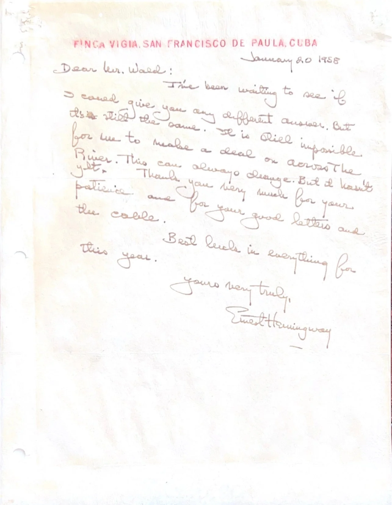 Ernest Hemingway Beckett Handwriting - Removed from an Autograph Letter Signed - Image 4