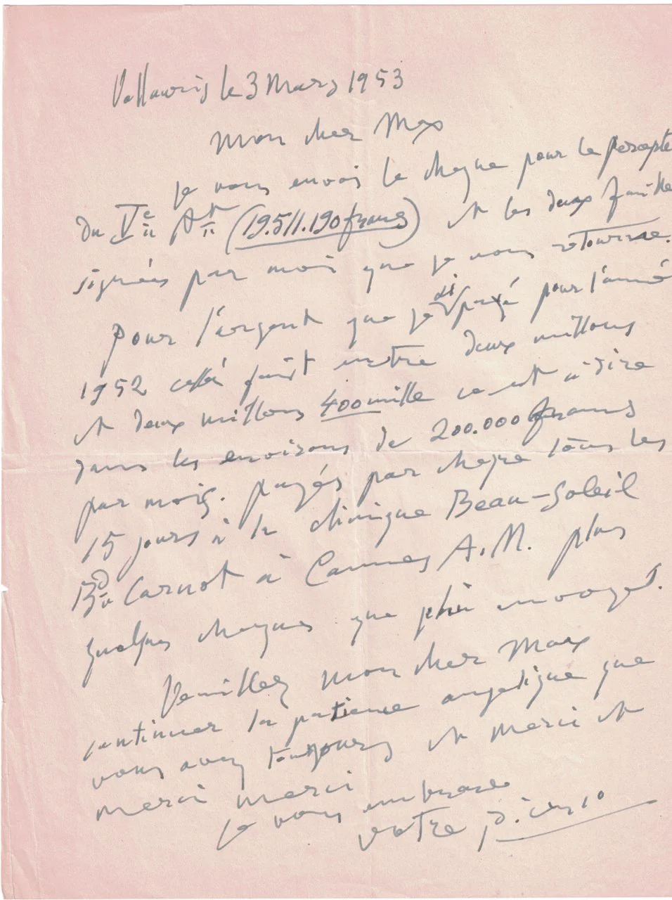 Pablo Picasso Beckett Encapsulated Handwriting - Removed from an Autograph Document - Image 4