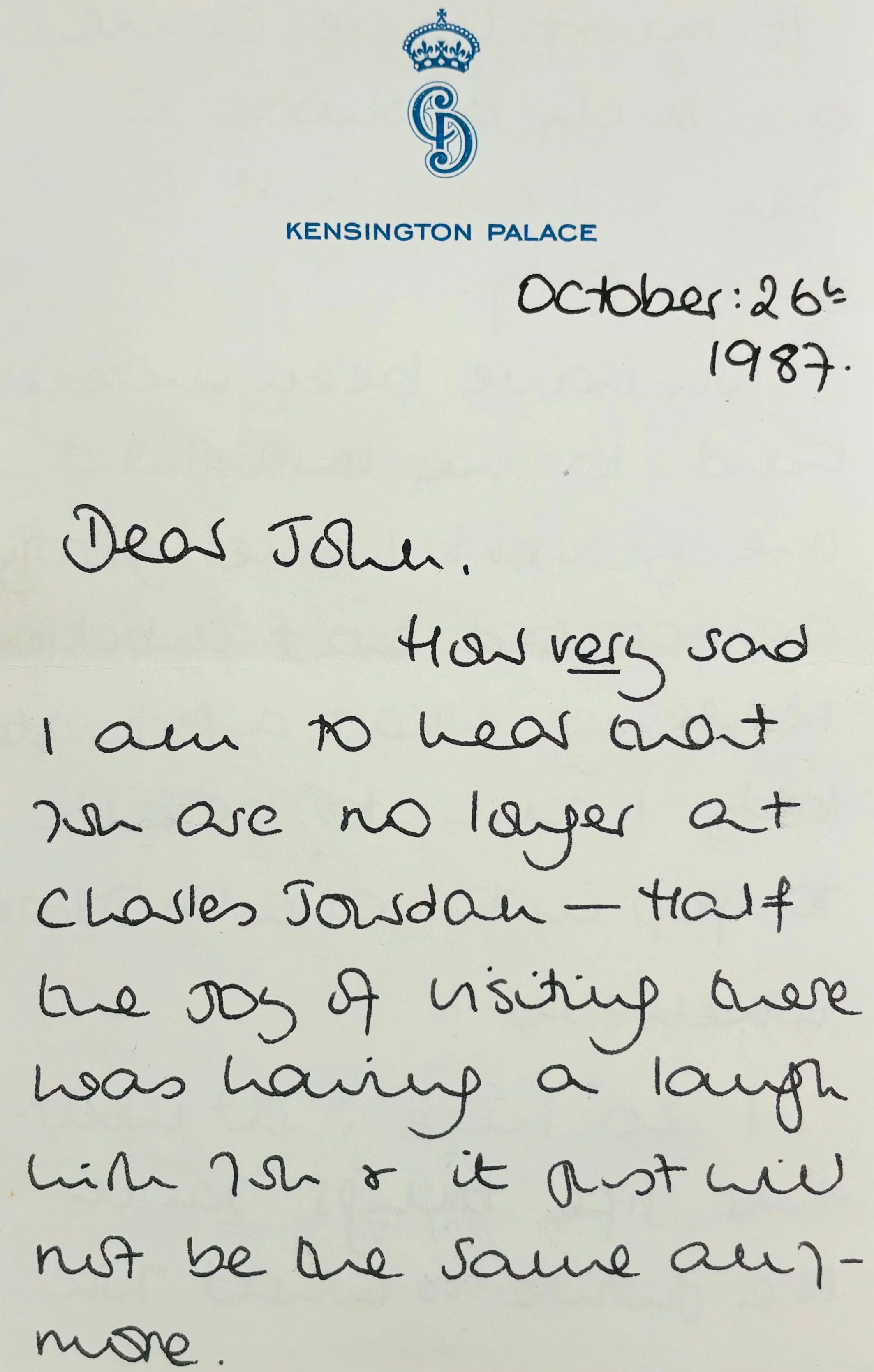 Princess Diana Beckett Handwriting - Removed From an Autograph Letter Signed - Image 4