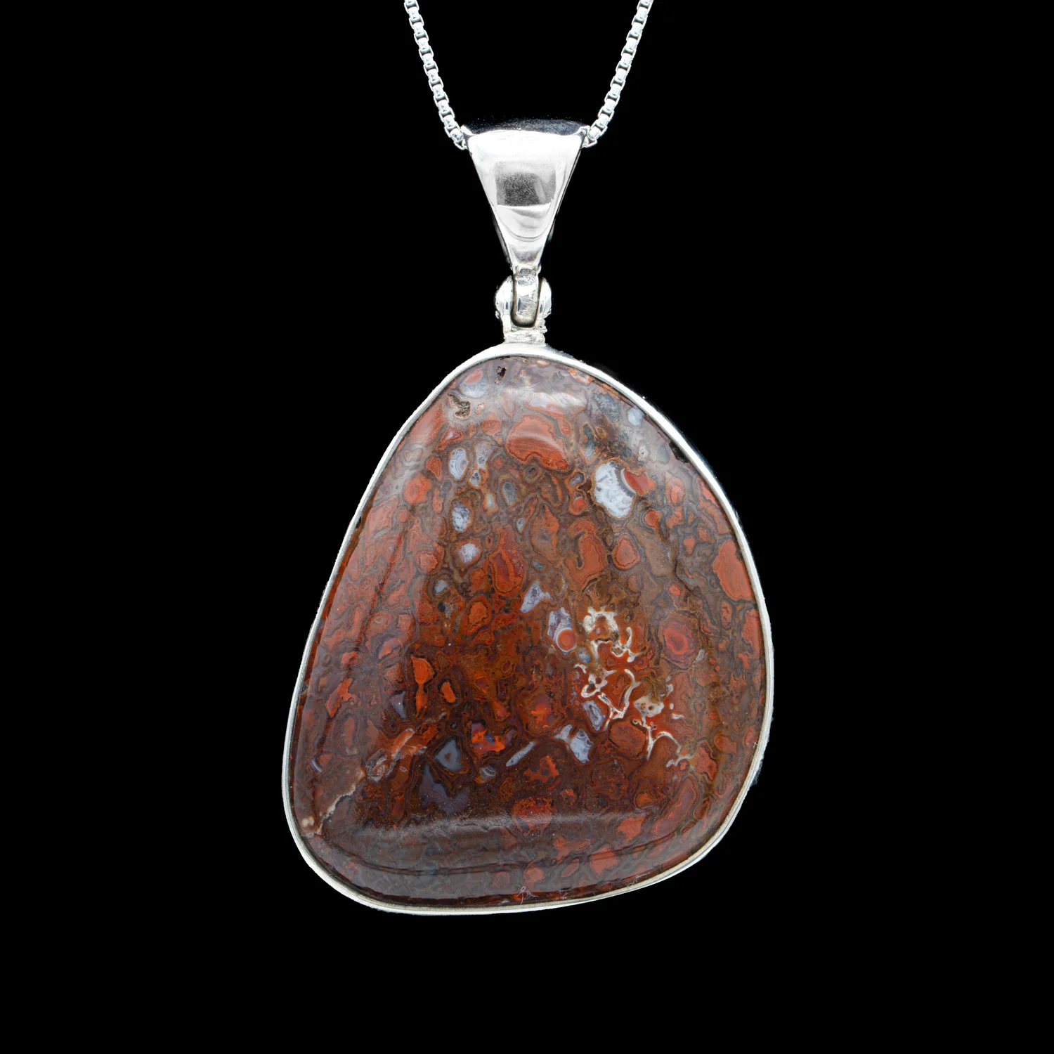 Red Dinosaur Gem Bone Pendant Necklace - Image 4