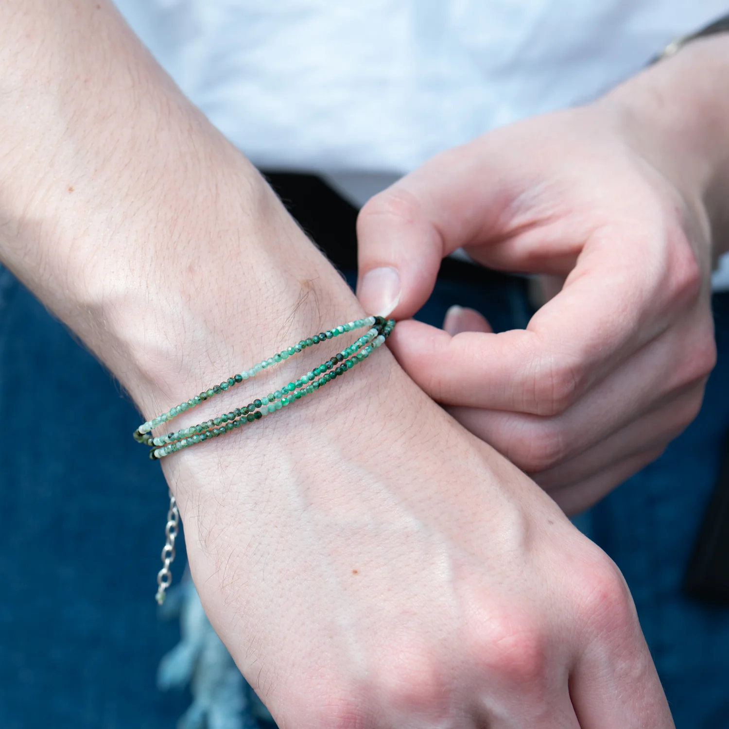 Rough Emerald Beaded Bracelet - Image 12