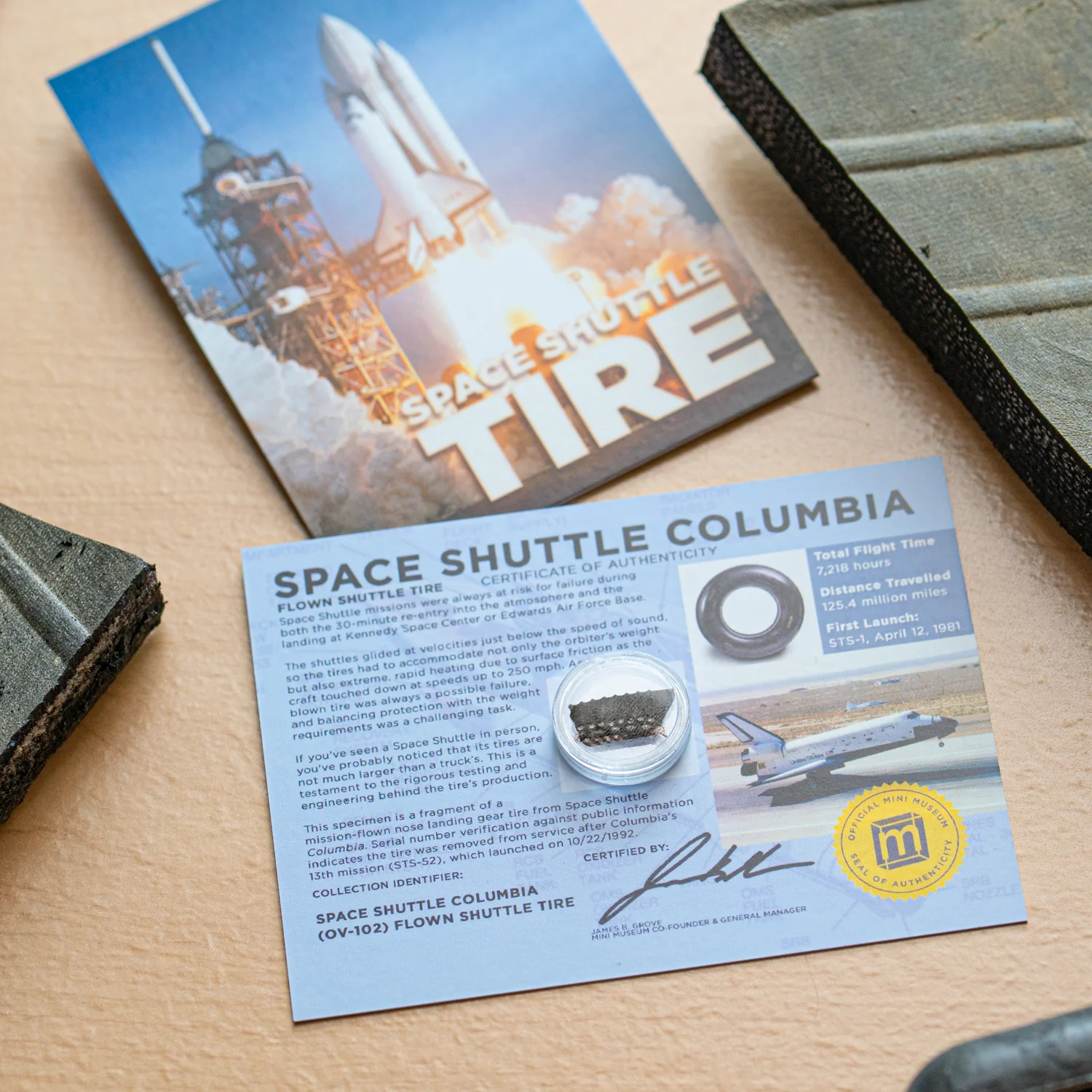 Space Shuttle Tire - Columbia Flown Nose Landing Gear Tire - Card Display - Image 2