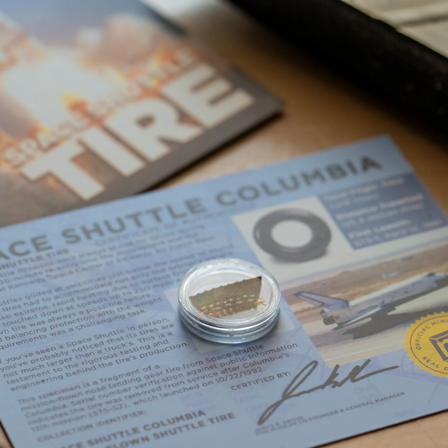 Space Shuttle Tire - Columbia Flown Nose Landing Gear Tire - Card Display - Image 3