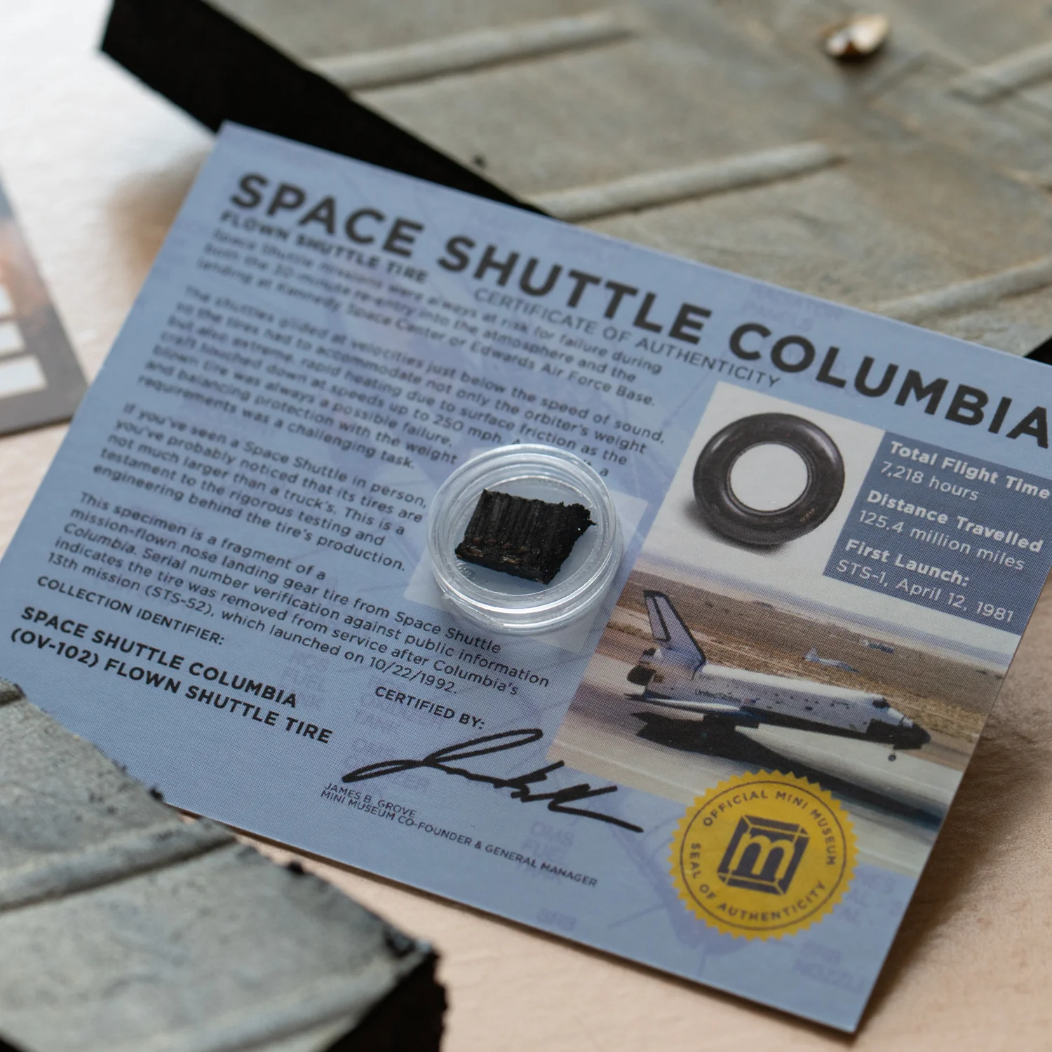 Space Shuttle Tire - Columbia Flown Nose Landing Gear Tire - Card Display - Image 4